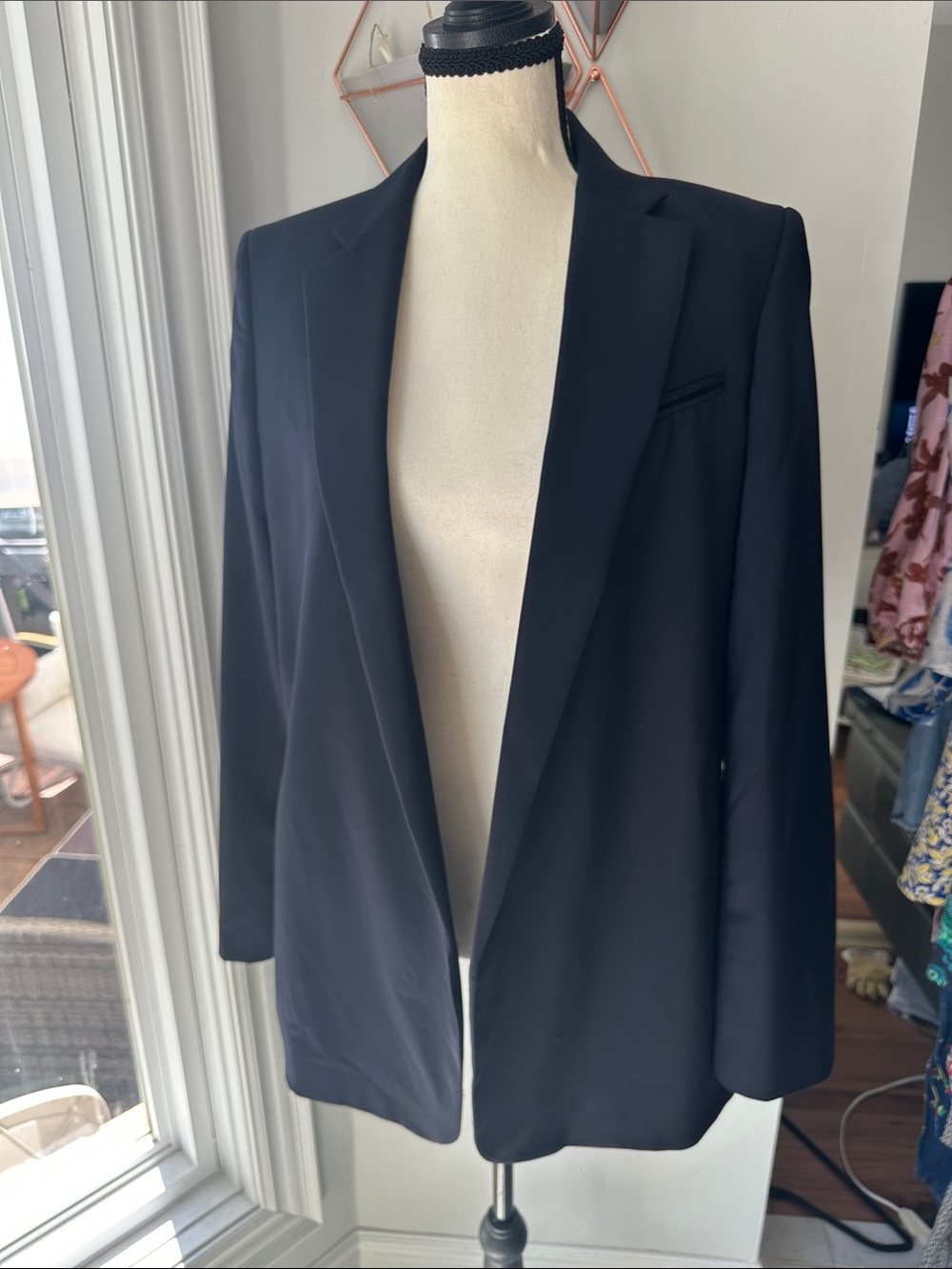 EQUIPMENT Women’s Italian Wool Tailored Navy Blue Open Blazer Jacket Size 2
